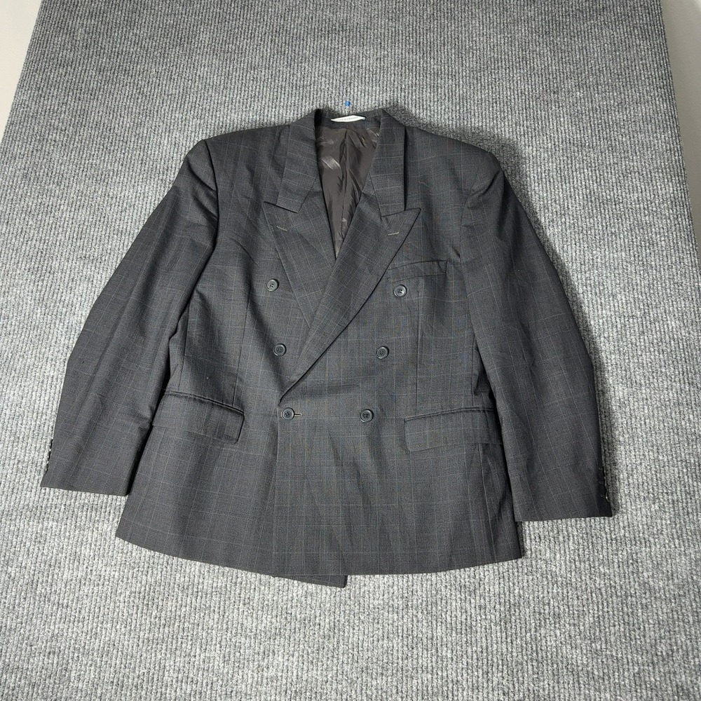 Vintage Yves Saint Laurent Blazer Mens XL‎ Grey Double Breasted Wool France Made